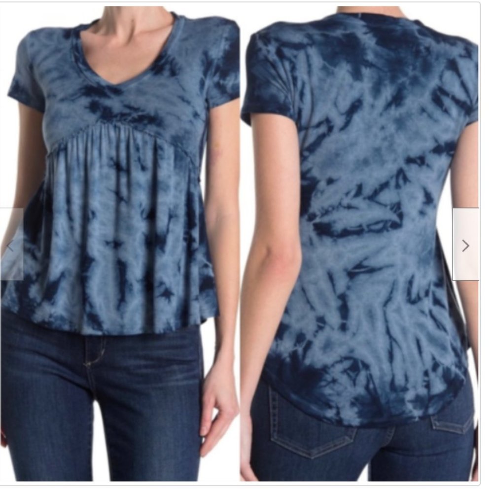 BAEA Women's Tie Dye Babydoll Shirt Top Blue  S M